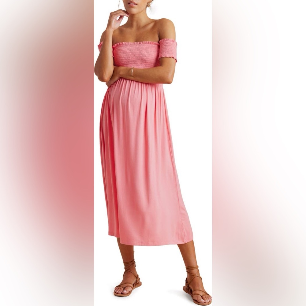 A Pea in the Pod Pink Pleated Midi A-Line Skirt